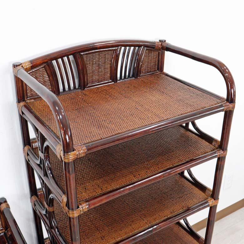 軽量ラタン キャビネット 飾棚 ラック 手作り 軽い ブラウン