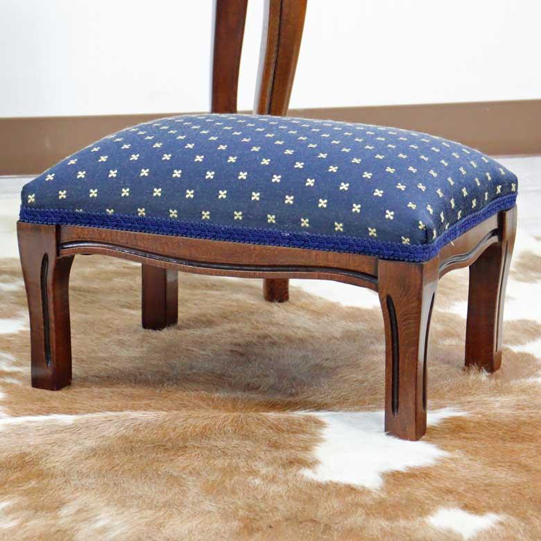 イタリア フットスツール 猫脚 ブルー オットマン 補助椅子 玄関用