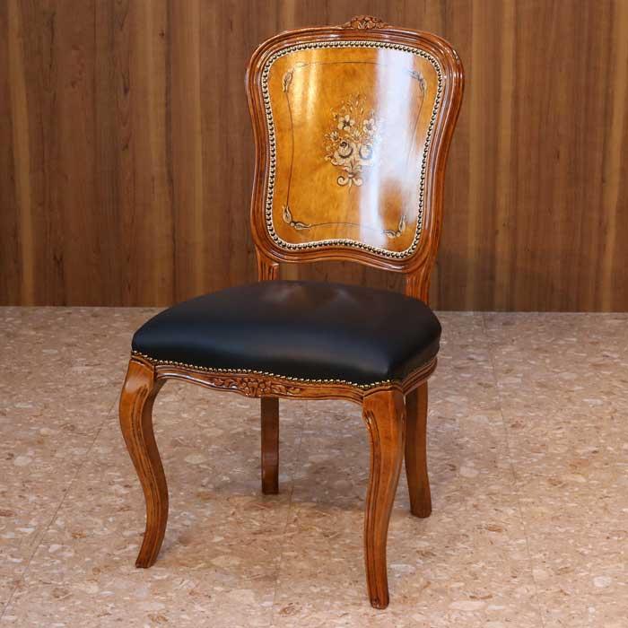 イタリア ダイニングチェア ブラック・本皮 木製 完成品 イス チェア