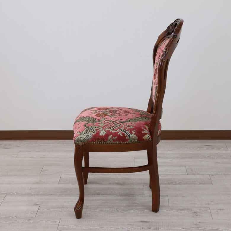 イタリア ダイニングチェア ピンク・金華山 木製 完成品 イス チェア