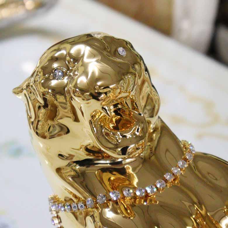 陶器 動物 タイガー トラ ゴールド 置物 イタリア製 完成品 アニマル