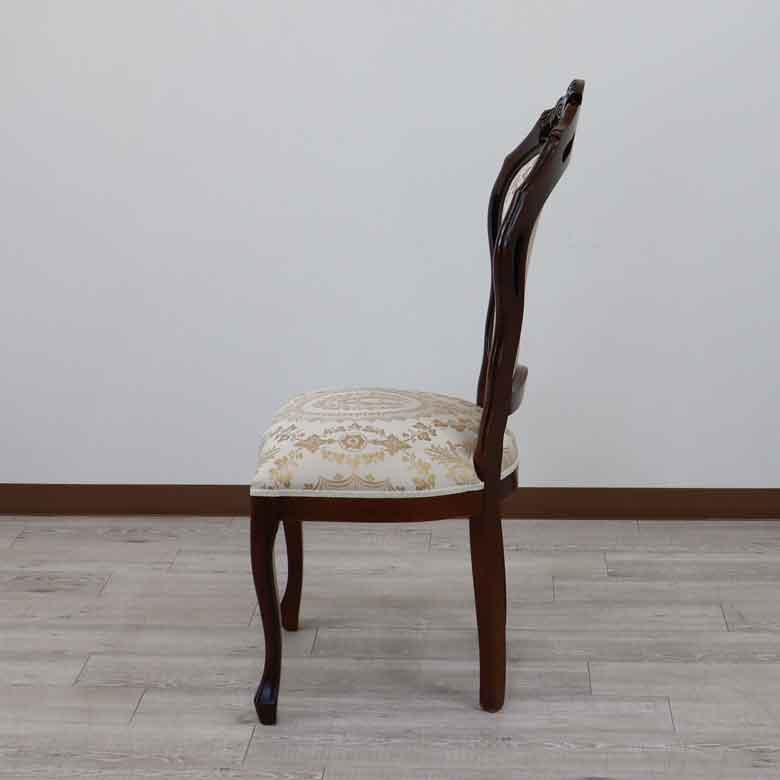 ダイニングチェア イタリア ベージュ 木製 猫脚 完成品 椅子 チェアー