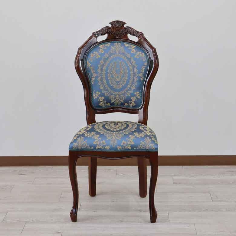 ダイニングチェア イタリア ブルー 木製 猫脚 完成品 椅子 チェアー