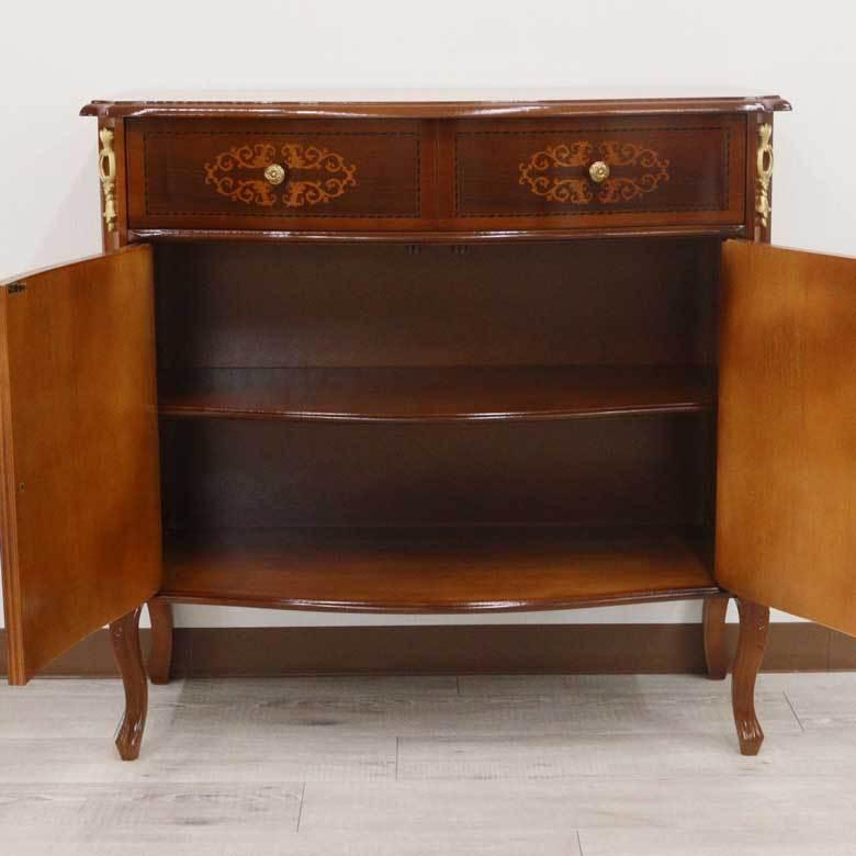 イタリア サイドボード 猫脚 象嵌 4303 DOGI 完成品 送料無料 高級家具