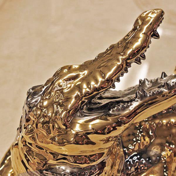 クロコダイル ワニ ゴールド シルバーAHURA ヨーロピアン家具