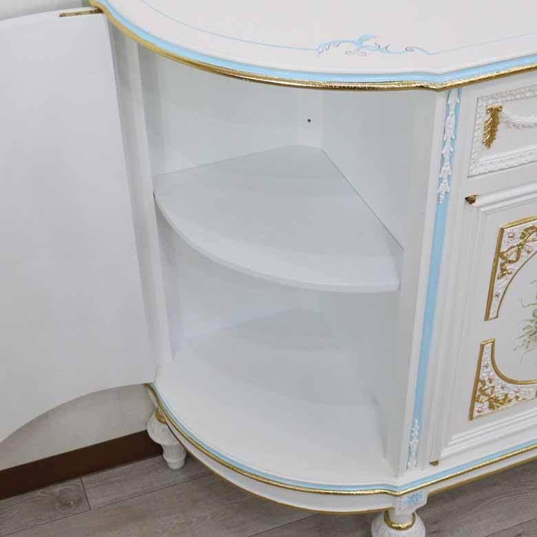 ロココ サイドボード ローキャビネット 白家具 アンティーク