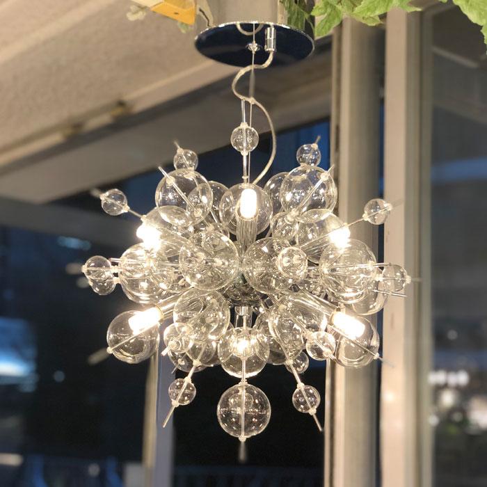 バブル シャンデリア シルバー 6灯 ペンダント おしゃれ 照明 デザイン