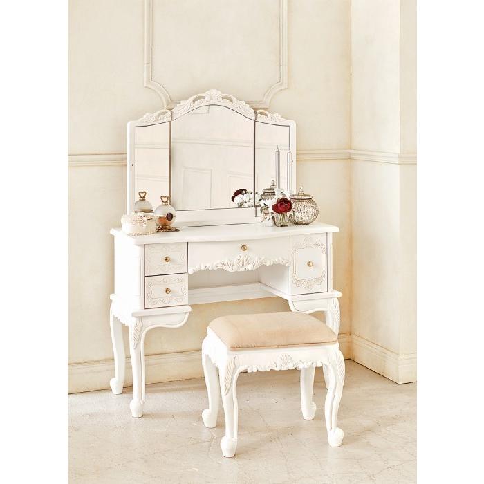 HAGiHARA（萩原） ドレッサーセット ヴィオレッタ 鏡台 3面鏡 スツール