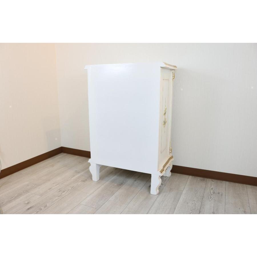 ロココ調 4段 チェスト 63cm幅 クラック仕上げ 白家具 アンティーク
