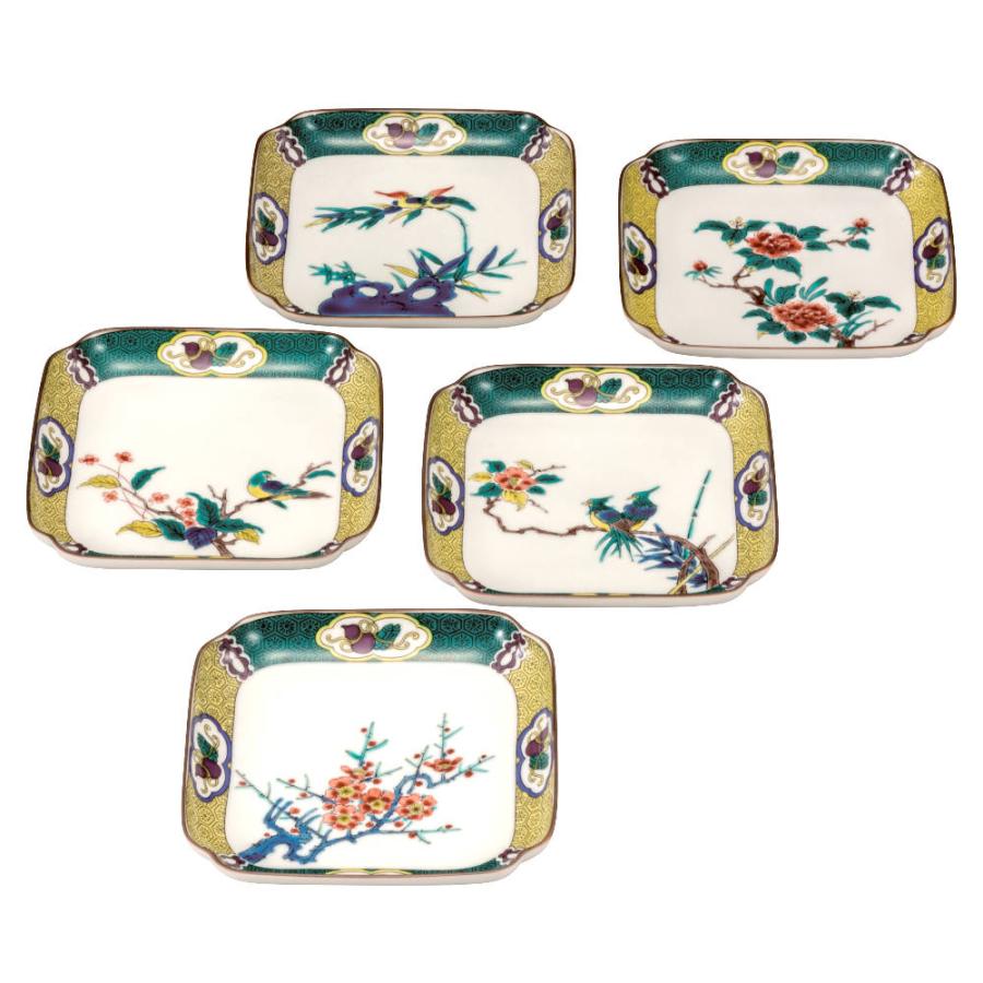 九谷焼 5号皿揃（角皿5枚セット）古九谷絵変りK9-171 : 北山堂 - 通販