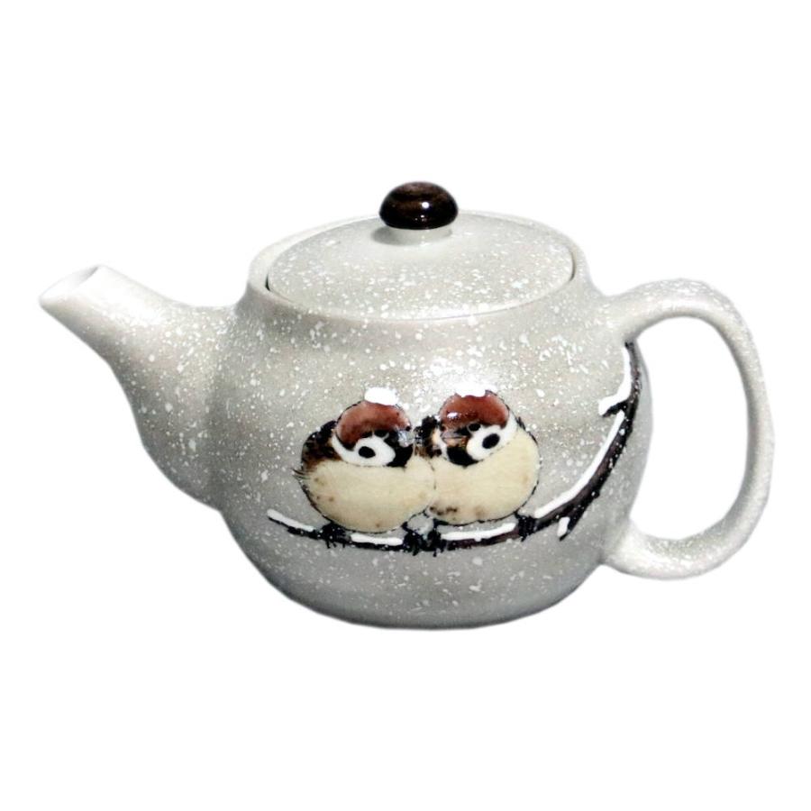九谷焼 中村陶志人 九谷焼ポット急須 雪雀図（雪三雀） : 北山堂