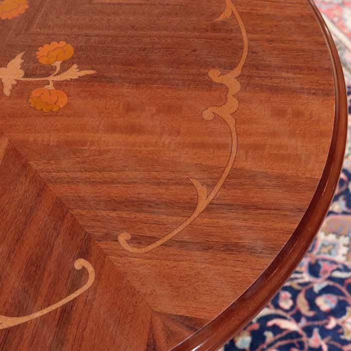 イタリア ダイニングテーブル 70cm幅 象嵌 カフェテーブル 食卓 円形