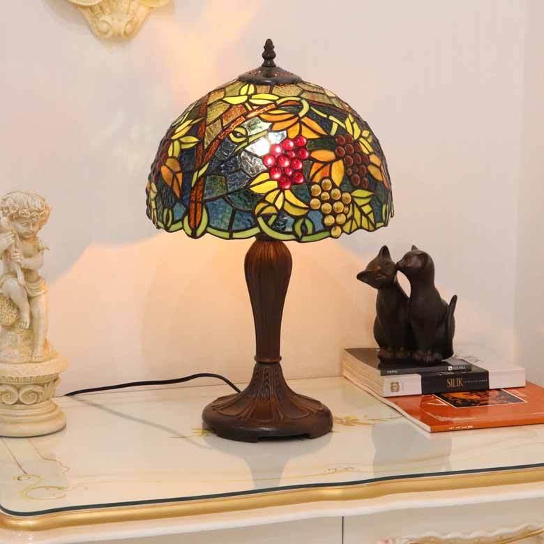 ステンドグラスランプ 葡萄 12インチ ティファニーランプ レトロ