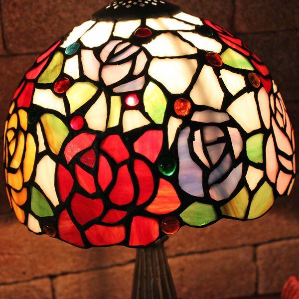 ステンドグラスランプ ローズ 8インチ 卓上ランプ テーブルランプ