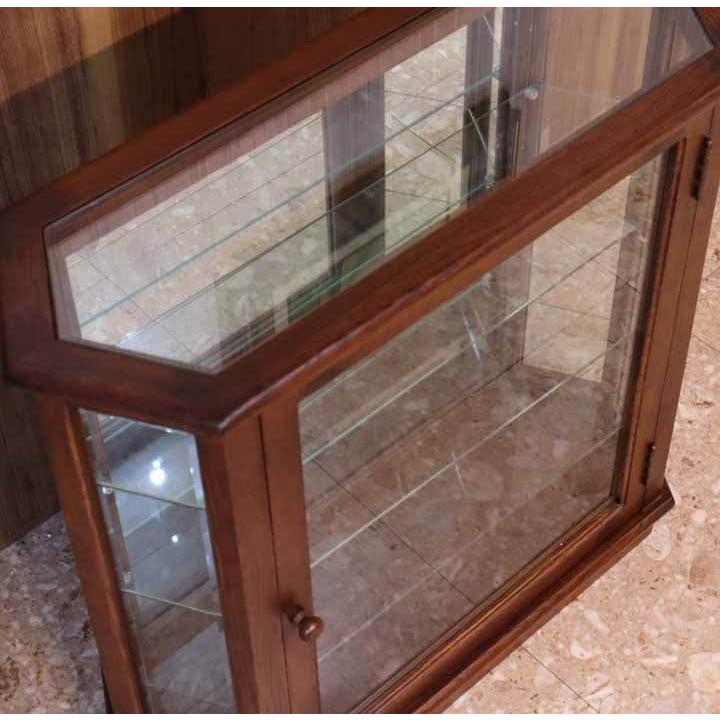 六角形 ガラスケース 幅68.5cm コレクションケース 完成品 オーク