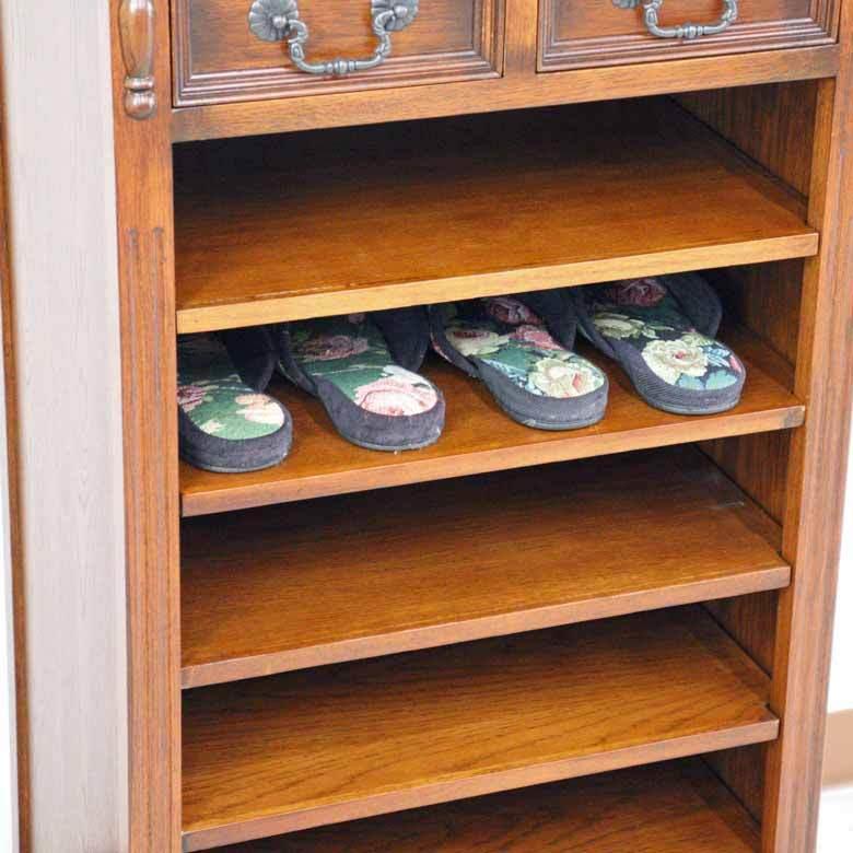 シューズボックス スリッパラック 下駄箱 木製 オーク 完成品 レトロ