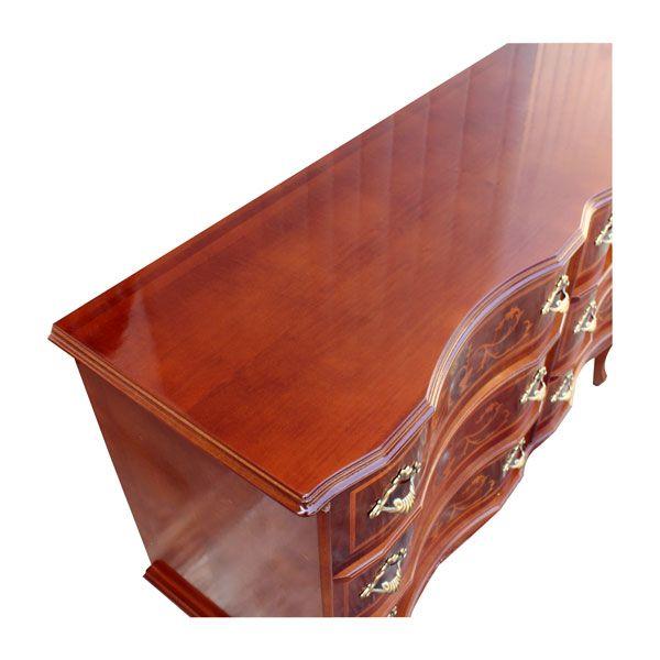 チェスト 木製 6段 完成品 茶 112cm 象嵌 ロココ調 イタリア 家具 猫脚