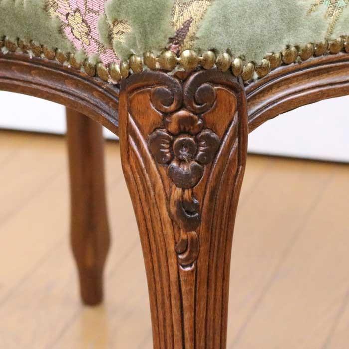 イタリア製 スツール 金華山 グリーン 猫脚 木製 完成品 オットマン