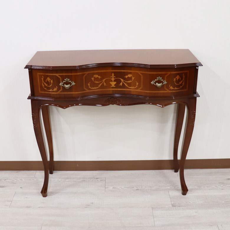 コンソールテーブル 木製 イタリア 猫脚 象嵌 完成品 イタリア製 588