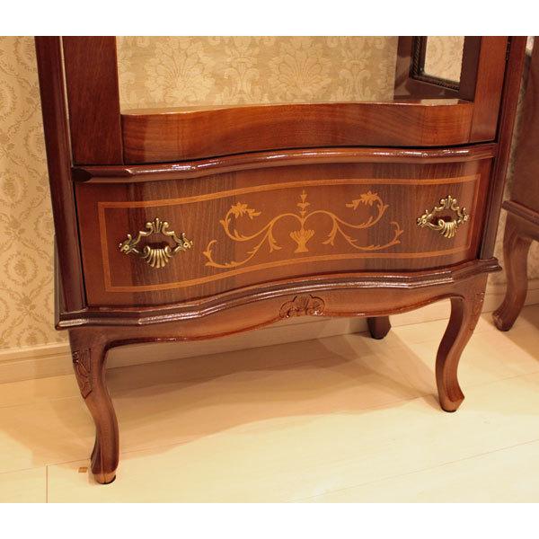 キャビネット 木製 120cm キュリオケース 象嵌 ロココ調 イタリア 家具