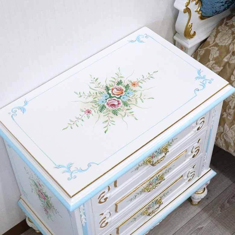 ロココ調 3段ナイトチェスト 高さ67cm タンス 収納家具 チェスト