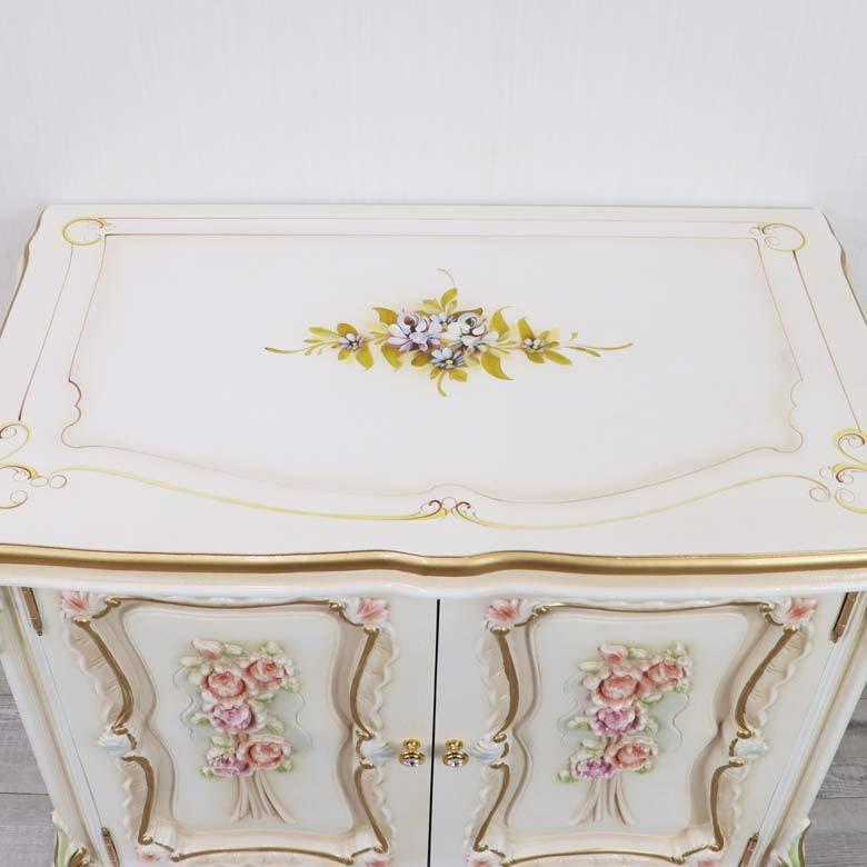 ロココ調 サイドボード 84cm リビングボード キャビネット 完成品 猫脚