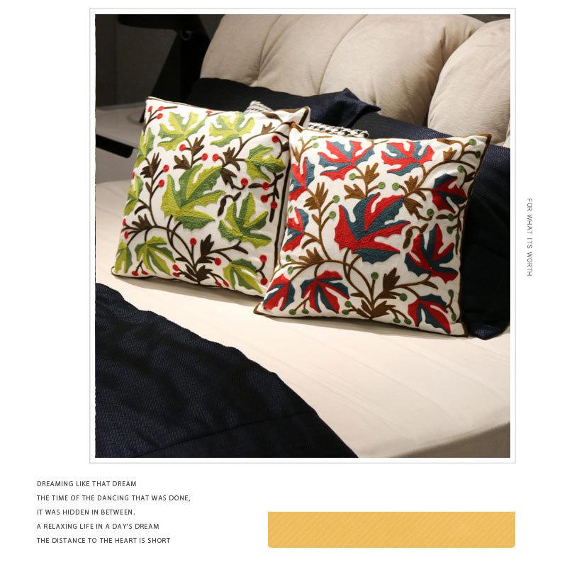 クッションカバー 45×45 高級感 刺繍 北欧 冬 夏 正方形 綿 100％ 花