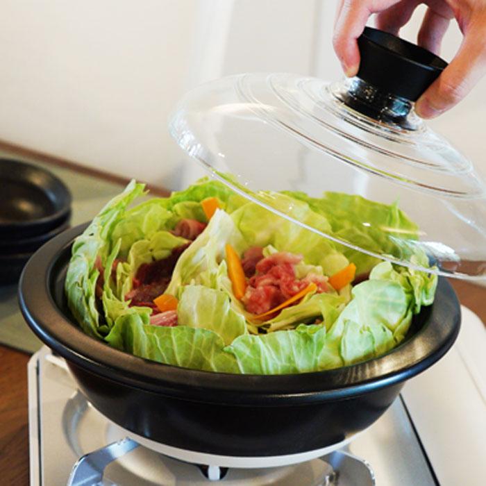 HARIO（ハリオ） フタがガラスの土鍋9号 満水容量3000ml 耐熱陶器