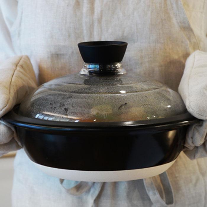 HARIO（ハリオ） フタがガラスの土鍋9号 満水容量3000ml 耐熱陶器