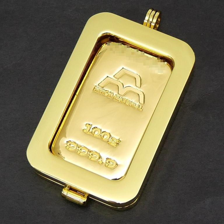 新品】日本マテリアル 純金 インゴット 100g 24金 ペンダントトップ 枠