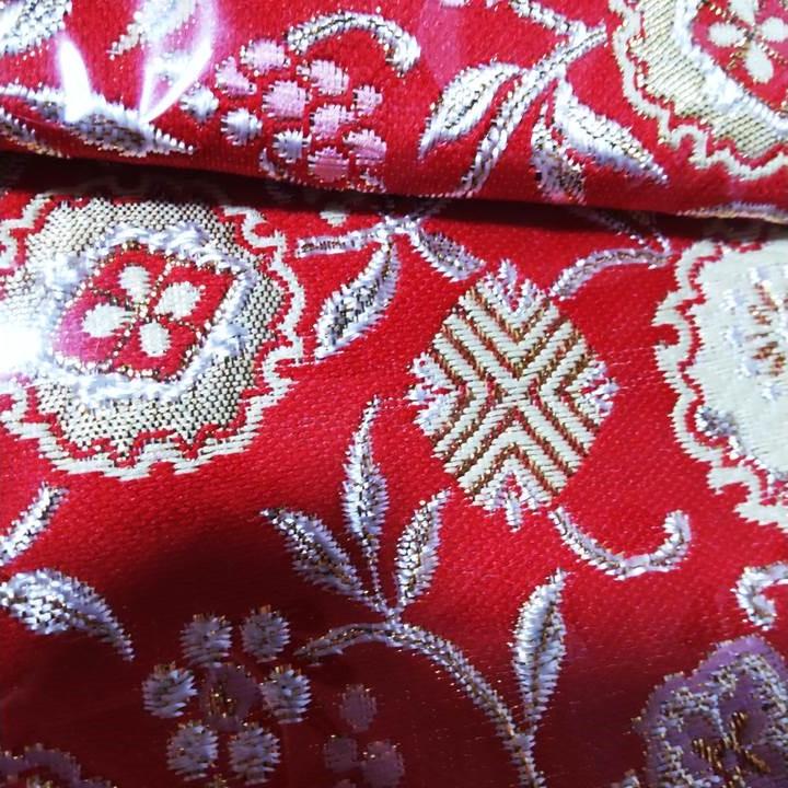 ◇錦ゆたん [赤色 花柄 竹] 十三絃用 油単 琴用 箏用 琴カバー 覆い