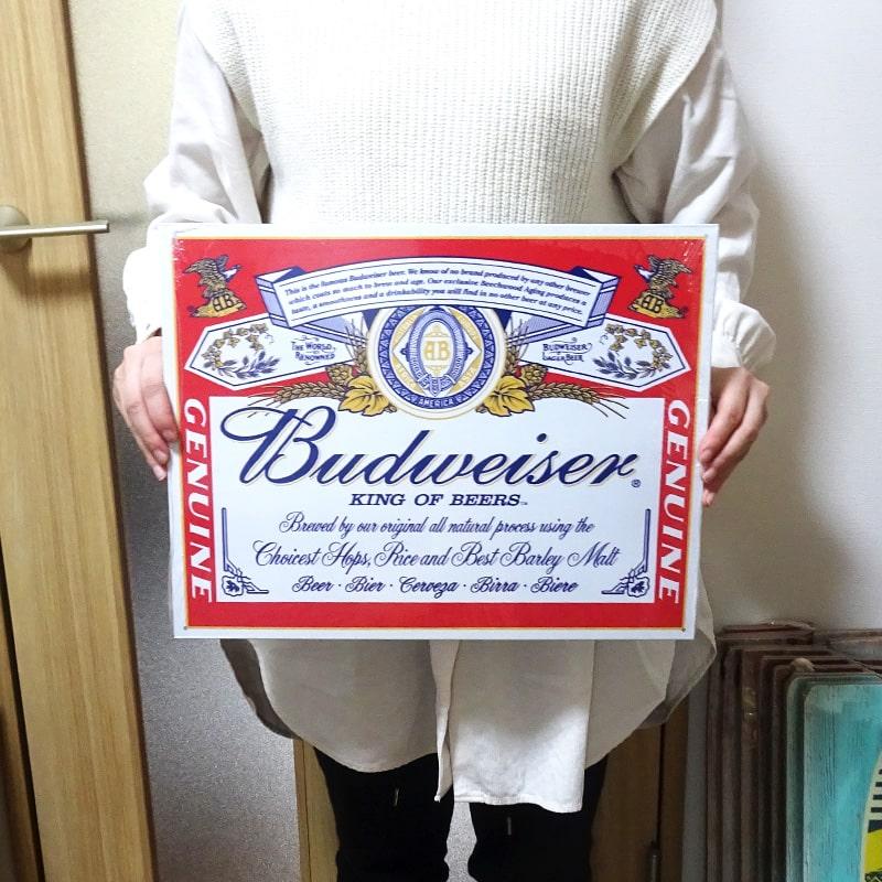 アメリカン レトロ ブリキ看板 バドワイザー BUDWEISER エンボスメタル