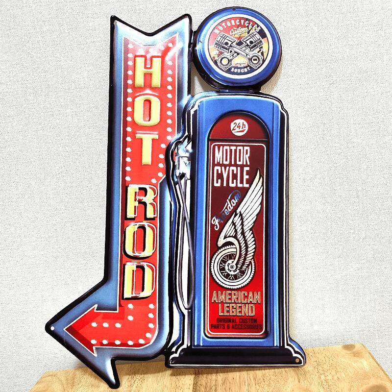 アメリカン レトロ ブリキ看板 矢印 ガソリンスタンド アンティーク