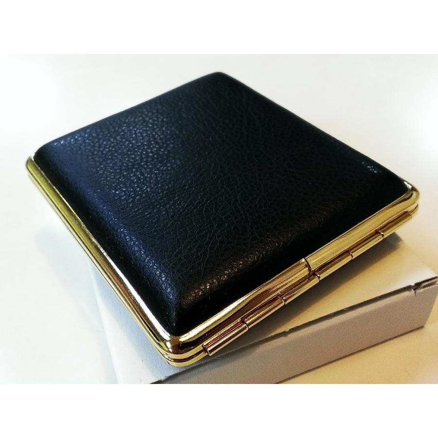 シガレットケース ドイツSTOLL社製 ブラックレザー＆ゴールドフレーム