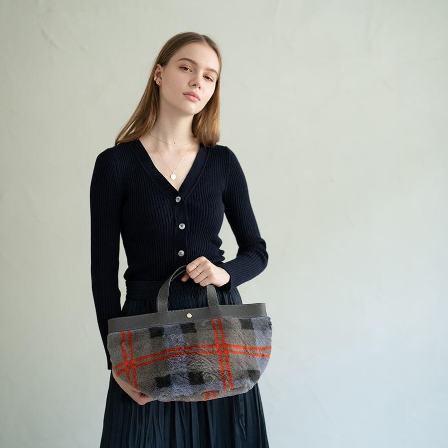 HAYNI（ヘイニ） トートバッグ レディース チェック ファー「Fuune