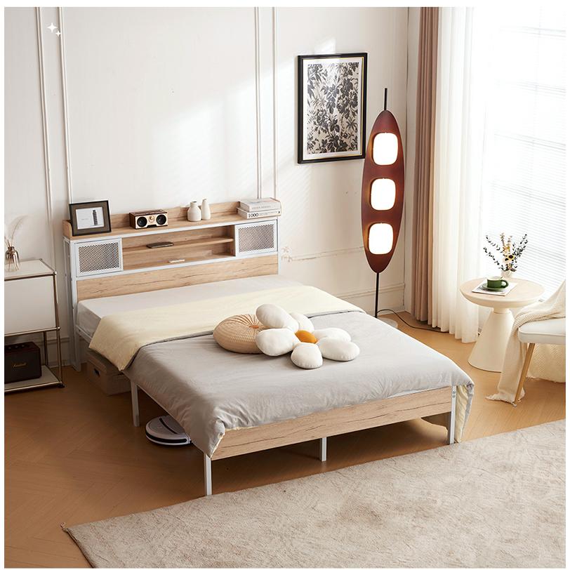 ベッド ダブル ベッドフレーム パイプベッド 収納 ローベッド ロー