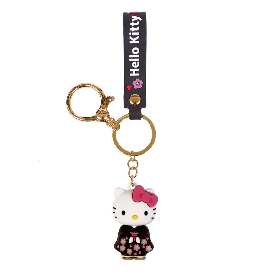 サンリオ 着物シリーズ ラバー立体キーホルダー ハローキティ （黒