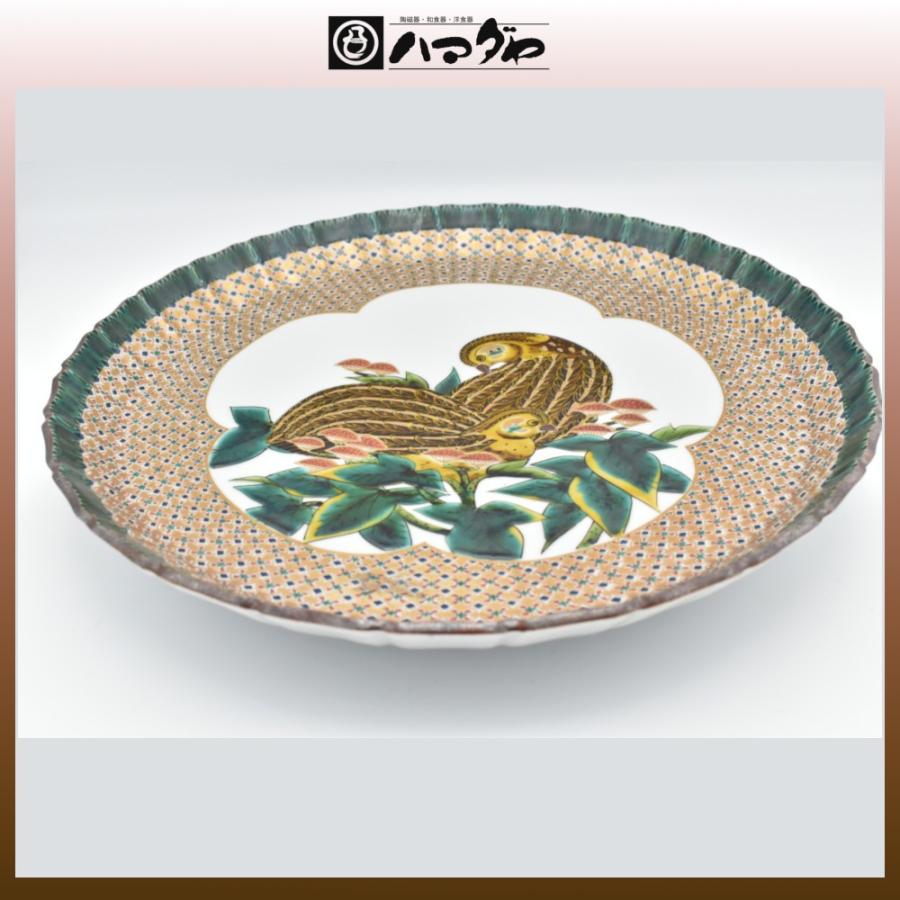 九谷焼 皿 河上竜三（龍三）作 色絵鶇鳥図飾皿 item no.2f519