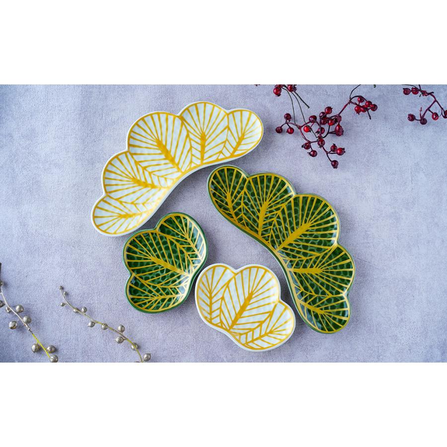 錦茶緑金松葉型 前菜皿 25cm 幸楽窯 有田焼 // 和食器 食器 陶磁器 長