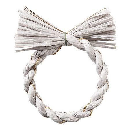 松村工芸 わらルックリース水引14 ライトグレー／ゴールド 25-3069-15