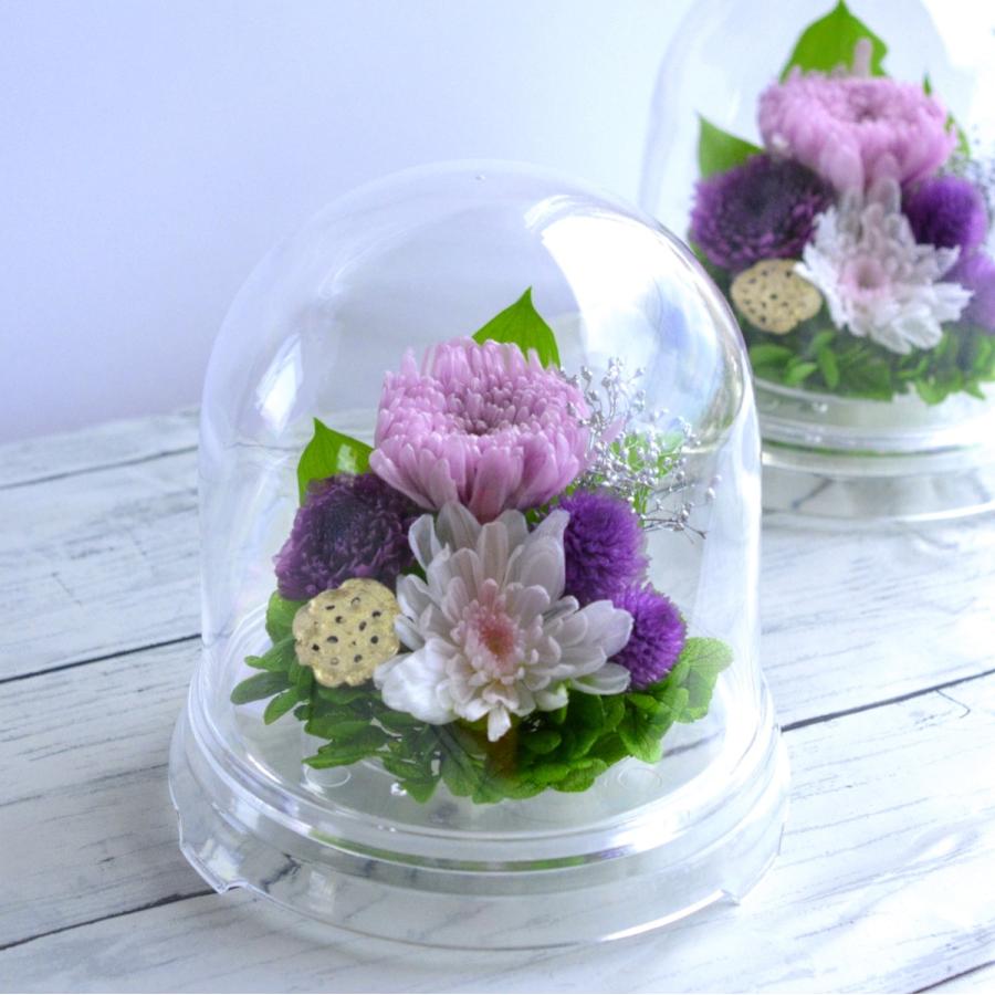 仏花 プリザーブドフラワー ミニ仏壇用 ドーム 水替え不要 仏壇 初盆