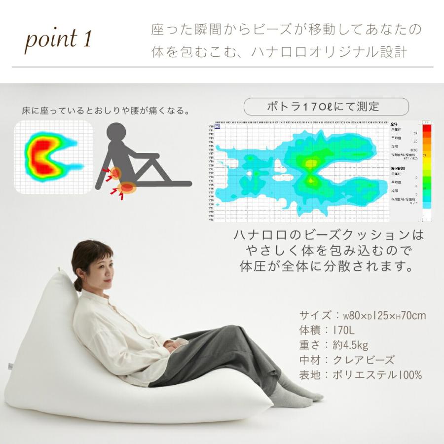 ハナロロ 【ハナロロ公式】ビーズクッション ビーズ直入れポトラ170