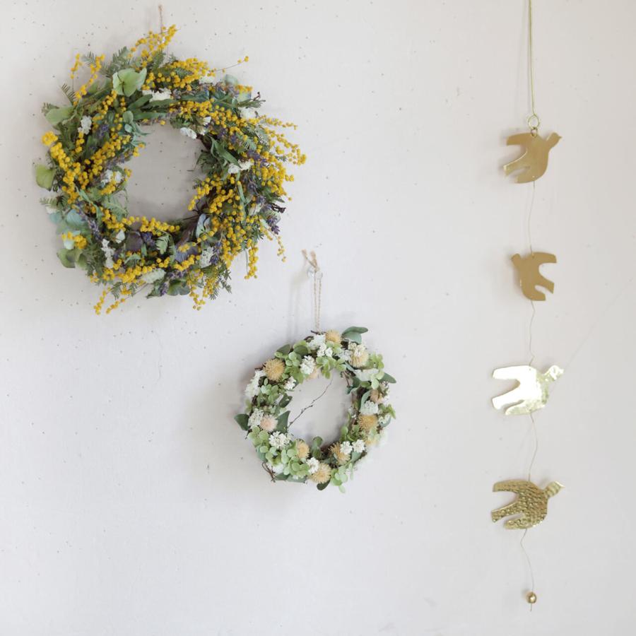 ミモザとラベンダーのリース ◇ 春を呼び込む黄色いお花＊ミモザの