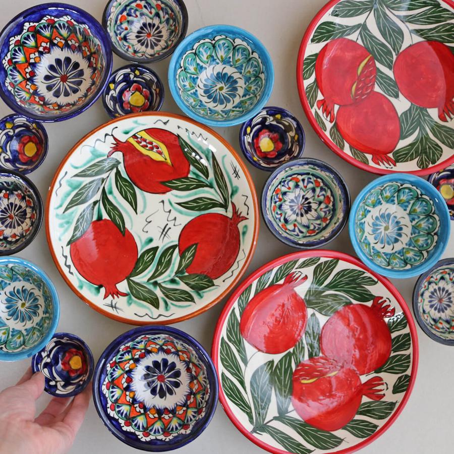 ウズベキスタン リシタン陶器 ボウル ブルー L ＊ おしゃれ ナチュラル