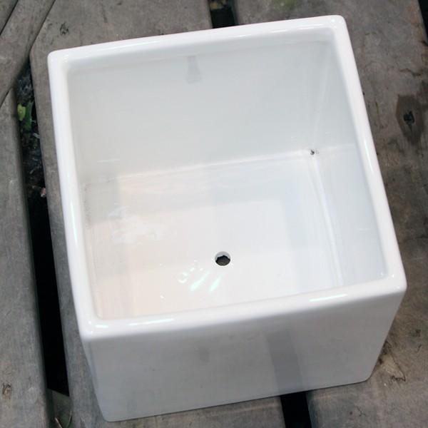 陶器鉢 植木鉢 ホワイトポット角型 Lサイズ 直径18cm×高さ18cm