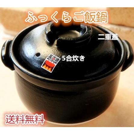ふっくらごはん鍋 5合 炊き 萬古焼 炊飯鍋 二重蓋 土鍋 ご飯鍋 直火