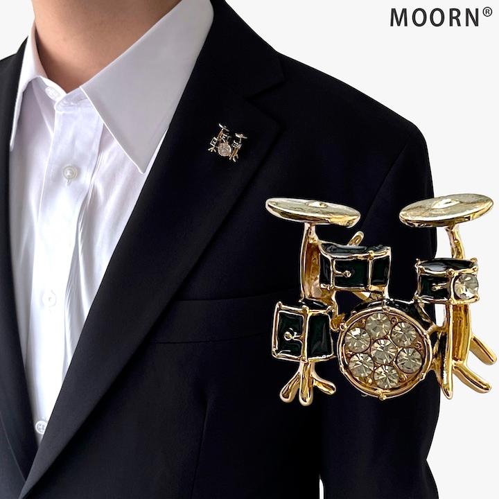 MOORN（モーン） ブローチ 楽器 音楽 ドラム ピンブローチ メンズ
