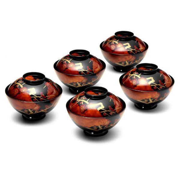 山田平安堂 仁清梅蒔絵 吸物椀 （5客組） 【宮内庁御用達 漆器 山田