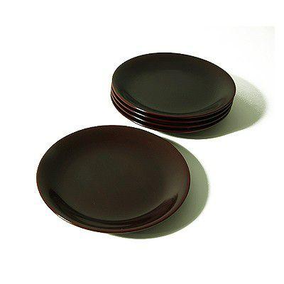 山田平安堂 銘々皿 溜（5枚組） 菓子皿/漆塗り/漆器 : 漆器 山田平安堂