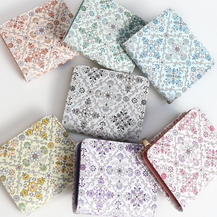 財布 二つ折り L字ファスナー 浅草文庫 シルクロード 友禅染 江戸小紋